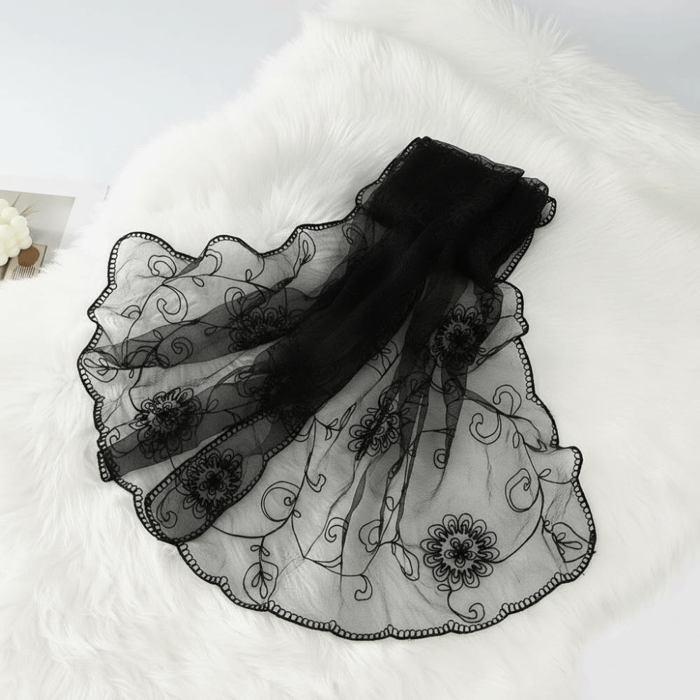 Stole Wedding Shawl - Lace Scarf Embroidered Floral Headwrap Breathable