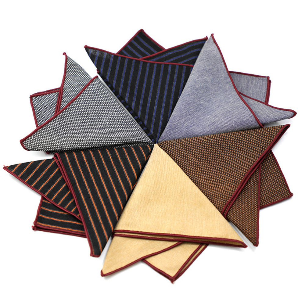 Solid Striped Brown Pocket Squ – Handkerchief Cotton Men recenzja i cena