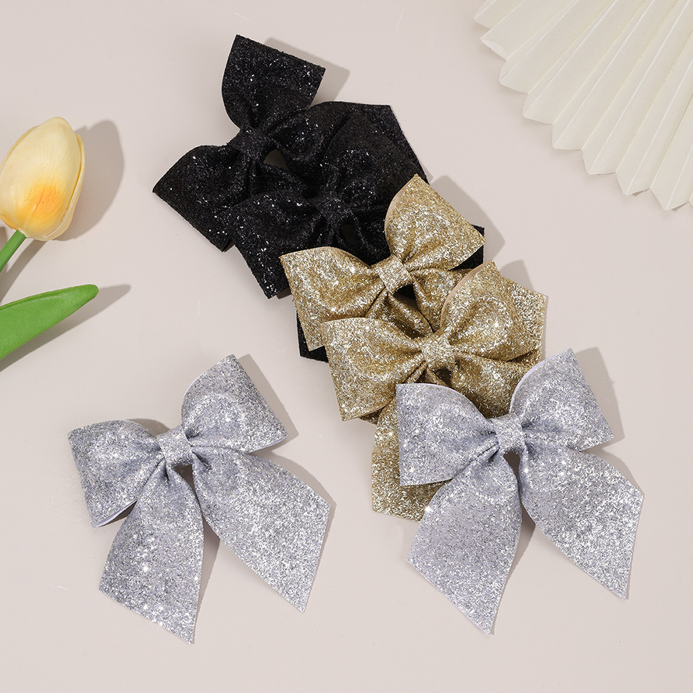 6Pcs Sparkling Bow Hair Clips  – Tie Clip Silver recenzja i cena