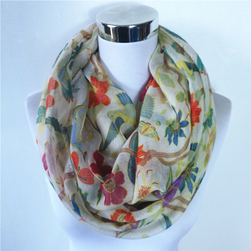New Magpie Bird print Viscose  – Infinity Scarf Knit recenzja i cena