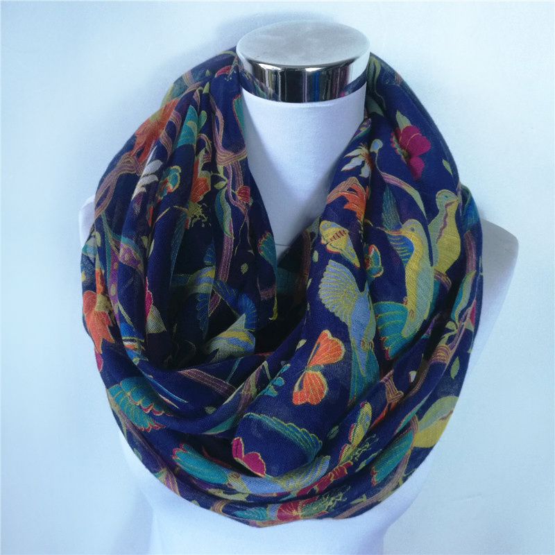 New Magpie Bird print Viscose  – Infinity Scarf Knit recenzja i cena