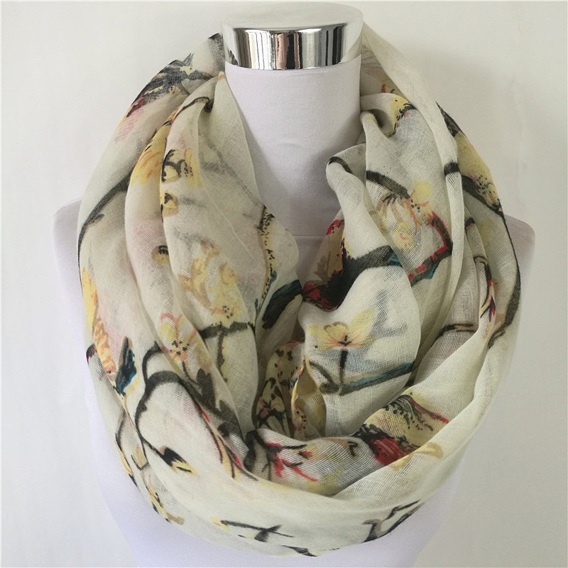 New Magpie Bird print Viscose  – Infinity Scarf Knit recenzja i cena
