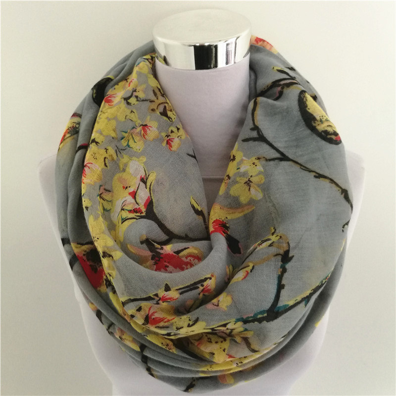New Magpie Bird print Viscose  – Infinity Scarf Knit recenzja i cena