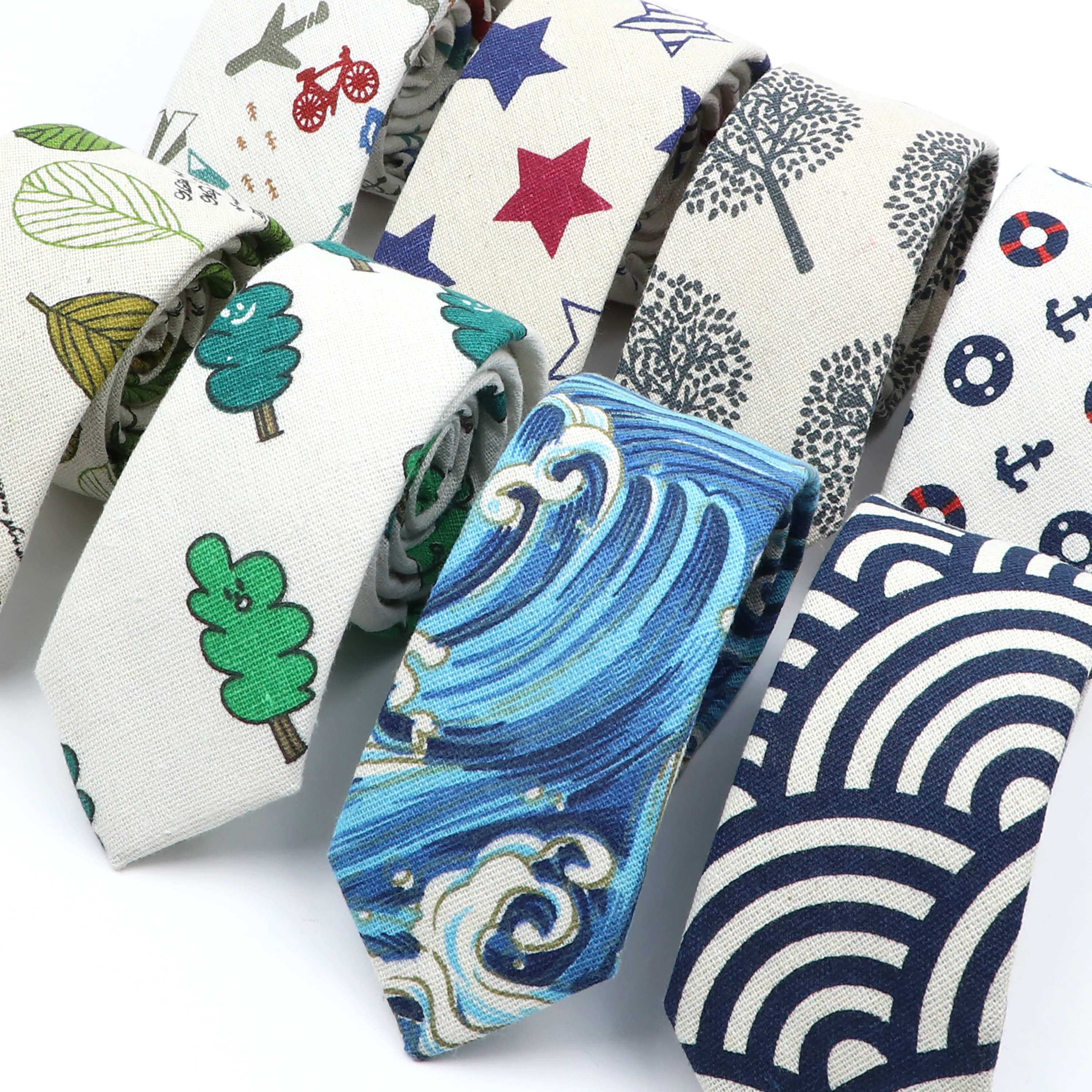 Novelty Cartoon Linen Tie For  – Skinny Tie Men recenzja i cena