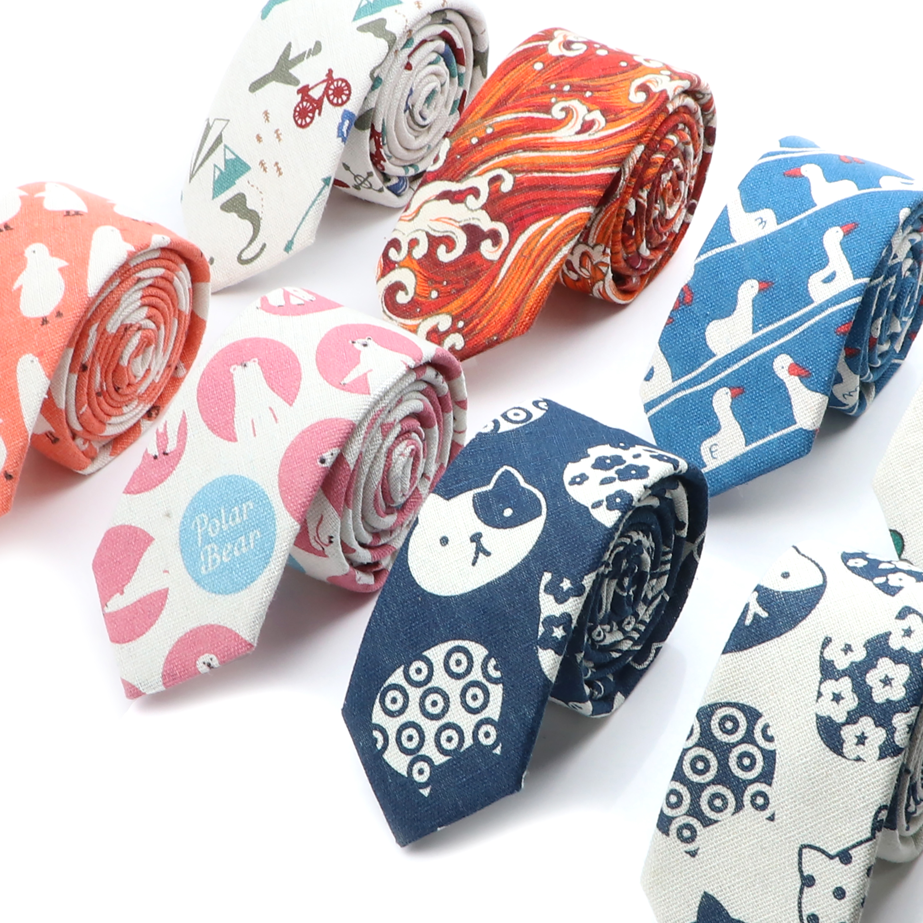 Novelty Cartoon Linen Tie For  – Skinny Tie Men recenzja i cena