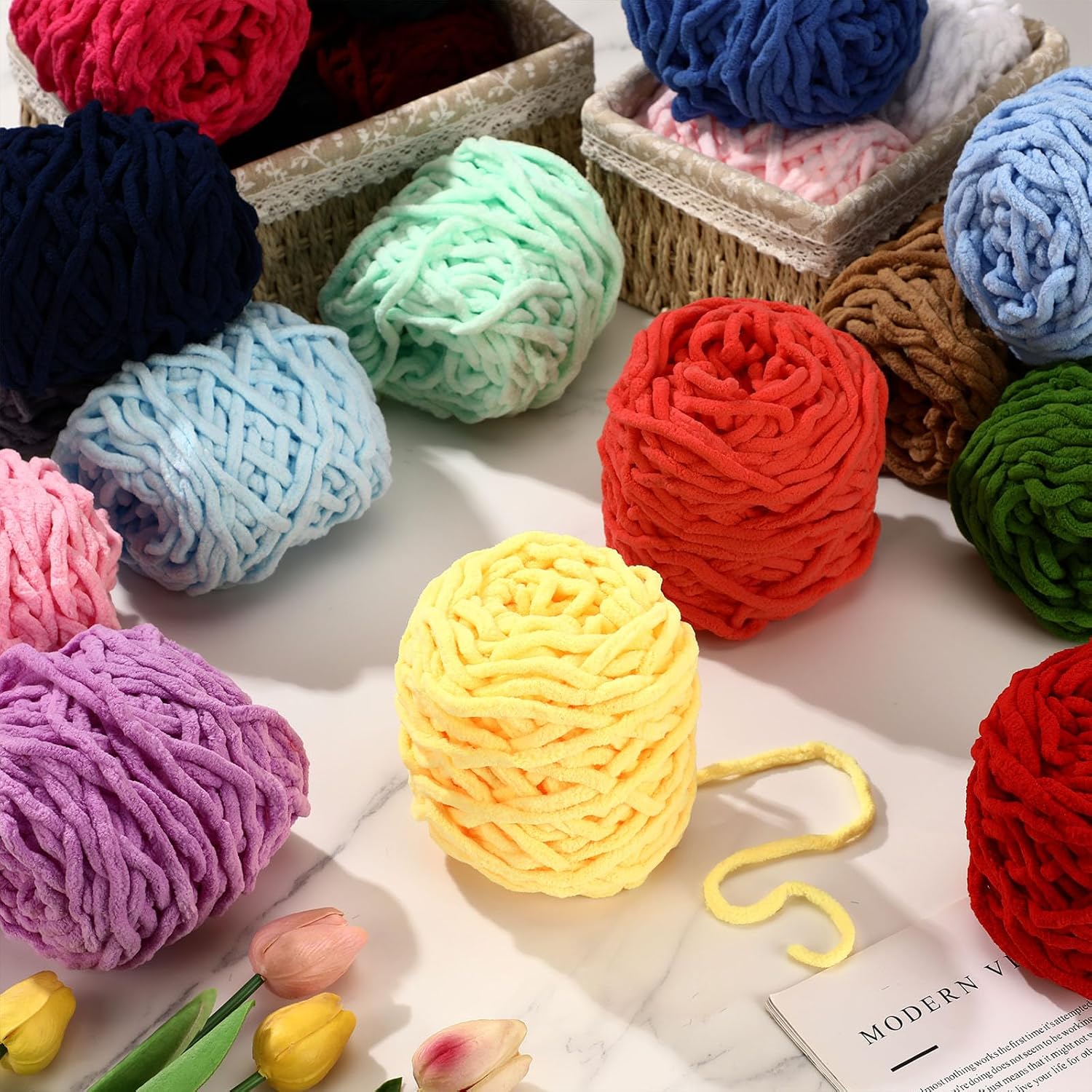 3PCS 300g Chenille Knitting Ya – Woven Scarf Blanket recenzja i cena