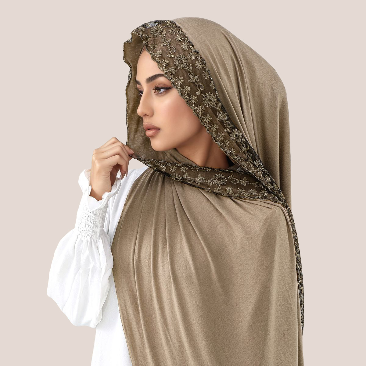 Lace Embroidery Cotton Jersey  – Head Wrap Turban recenzja i cena