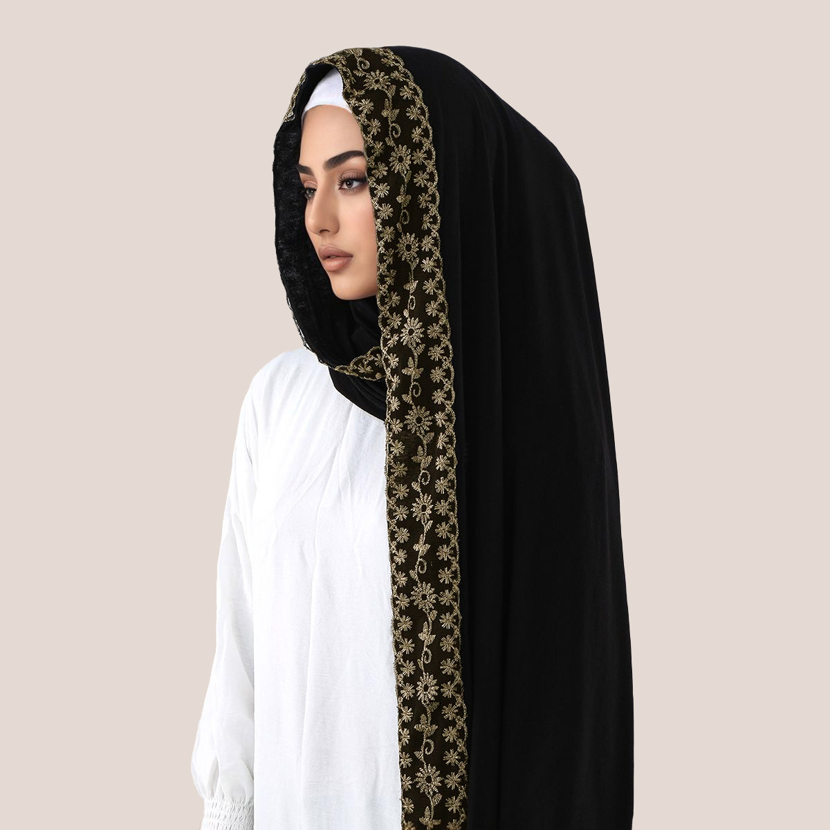 Lace Embroidery Cotton Jersey  – Head Wrap Turban recenzja i cena