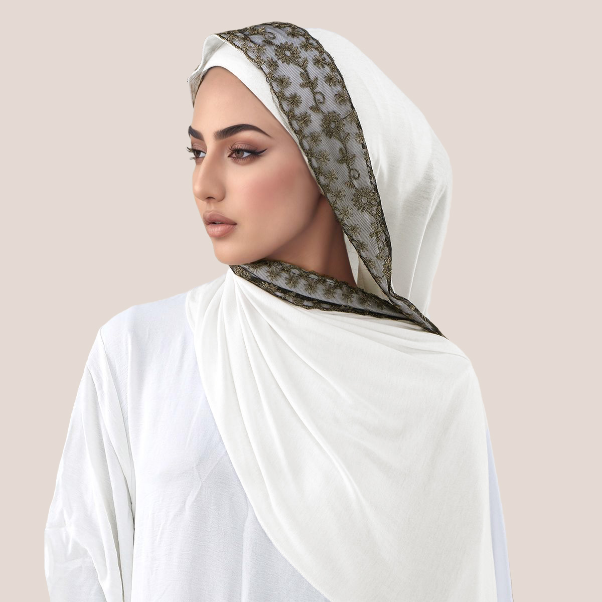 Lace Embroidery Cotton Jersey  – Head Wrap Turban recenzja i cena