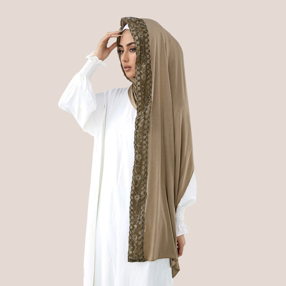 Lace Embroidery Cotton Jersey  – Head Wrap Turban recenzja i cena