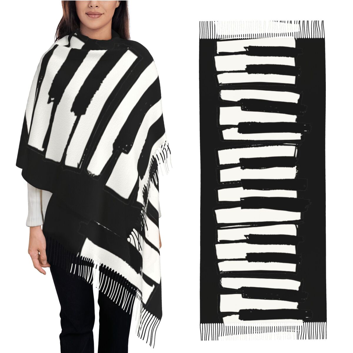 Minimalistic Piano Keys Scarf  – Pashmina Wrap Large recenzja i cena