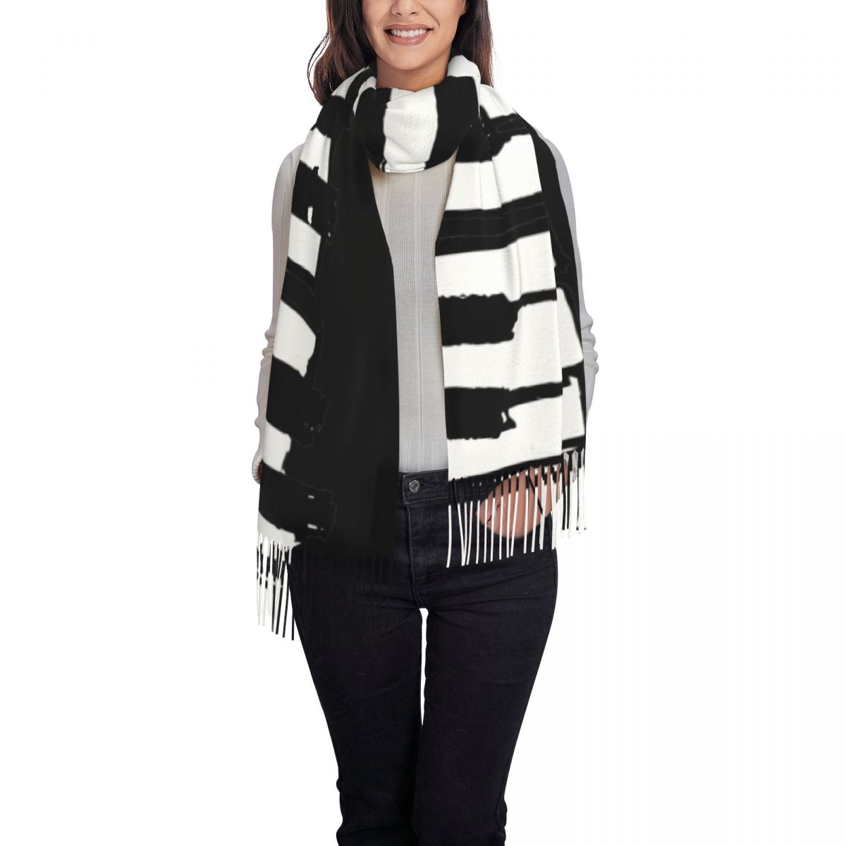 Minimalistic Piano Keys Scarf  – Pashmina Wrap Large recenzja i cena