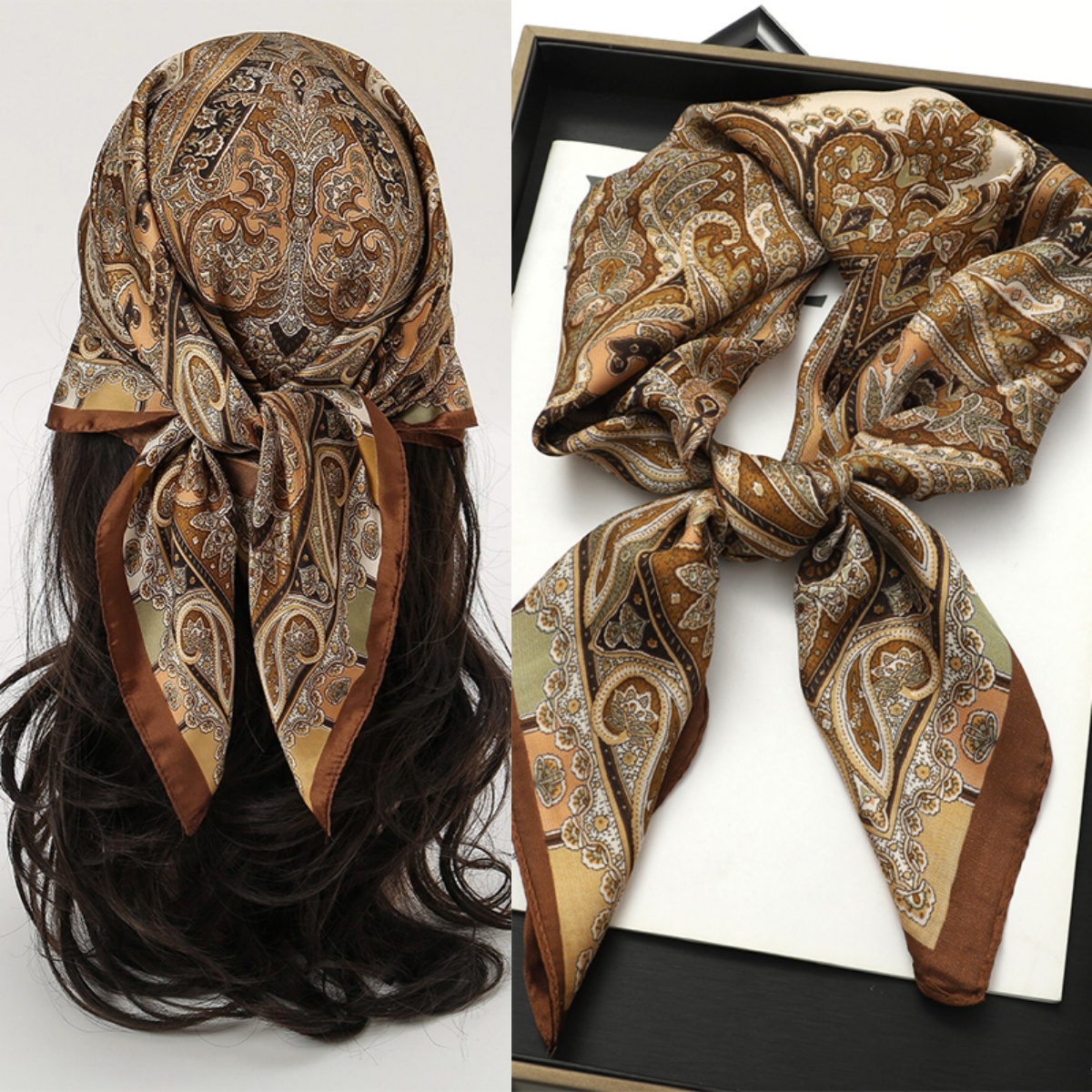 Bohemian Style Print Luxury Br – Silk Neck Scarf recenzja i cena