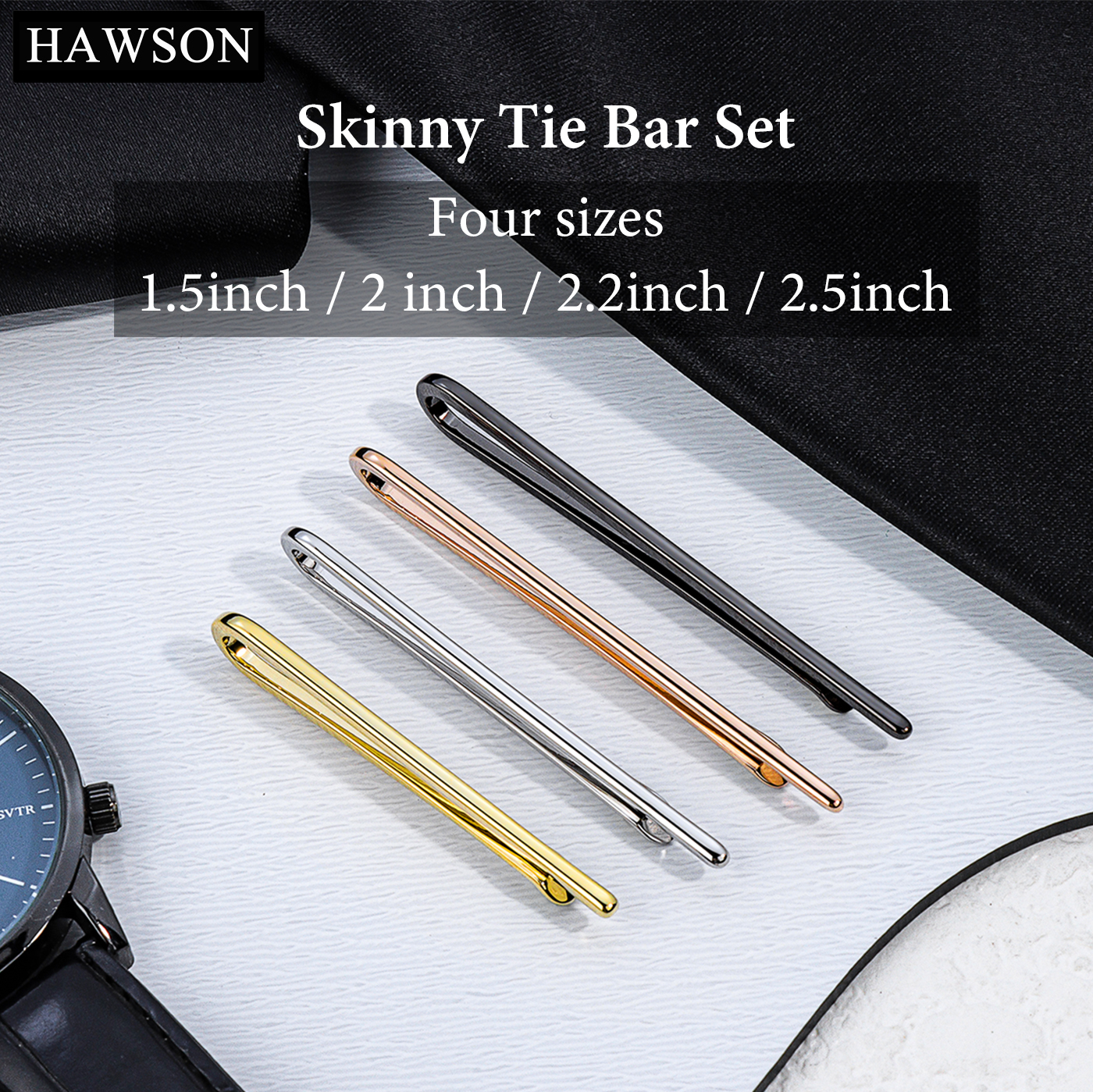 HAWSON Tie Clips for Men 4Pcs  – Tie Bar Set Gift recenzja i cena