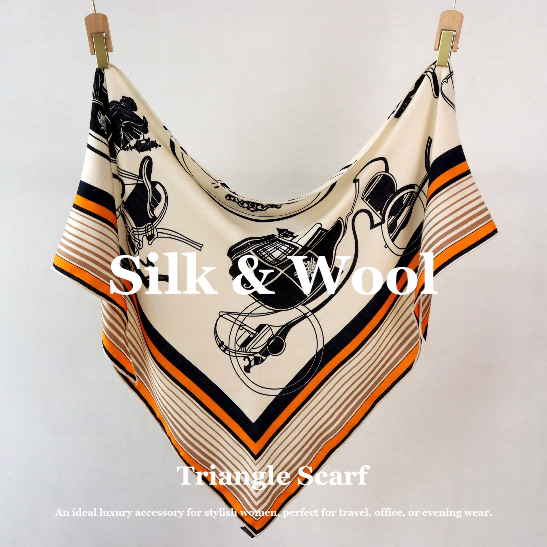 Vintage Equestrian Print Silk  – Pashmina Wrap Large recenzja i cena