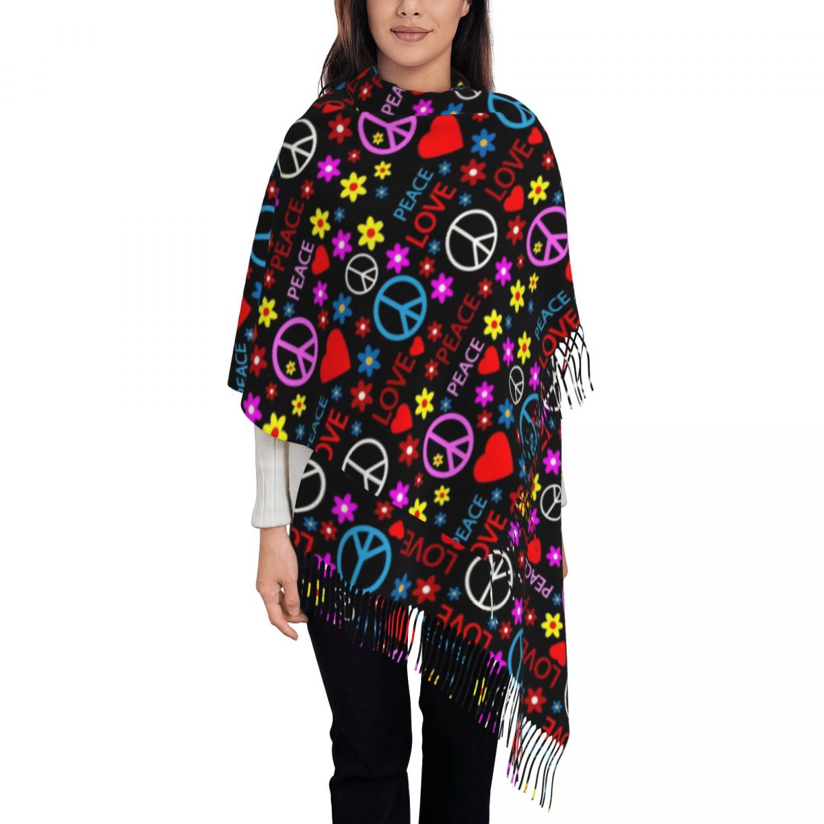Peace Foral Love Pattern Scarf – Pashmina Wrap Large recenzja i cena