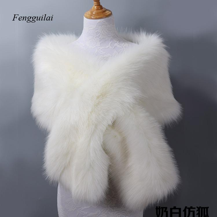 Women's White Faux Fur Shawl B – Stole Wedding Shawl recenzja i cena