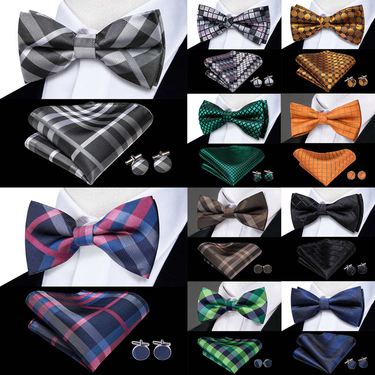 Hi-Tie Grey Plaid Jacquard Sil – Bow Tie Pre Tied recenzja i cena