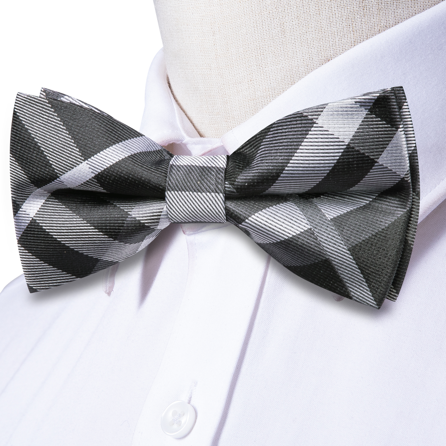 Hi-Tie Grey Plaid Jacquard Sil – Bow Tie Pre Tied recenzja i cena