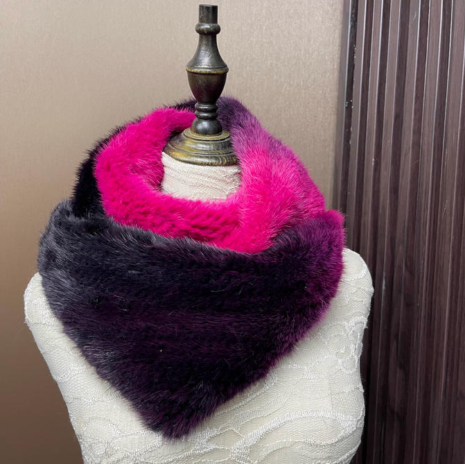 Ombre Color Genuine Mink Fur S – Infinity Scarf Knit recenzja i cena