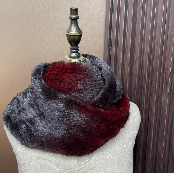 Ombre Color Genuine Mink Fur S – Infinity Scarf Knit recenzja i cena