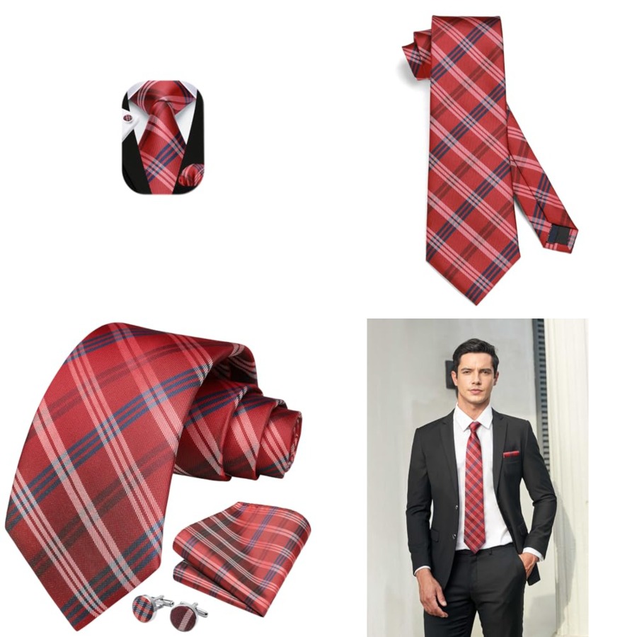 Mens Ties Set Stripe Plaid Tie – Silk Tie Striped recenzja i cena