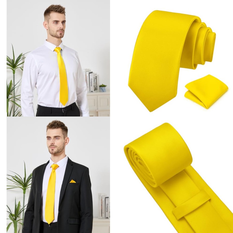 Men's Tie Set Solid Pure Color – Pocket Square Set recenzja i cena