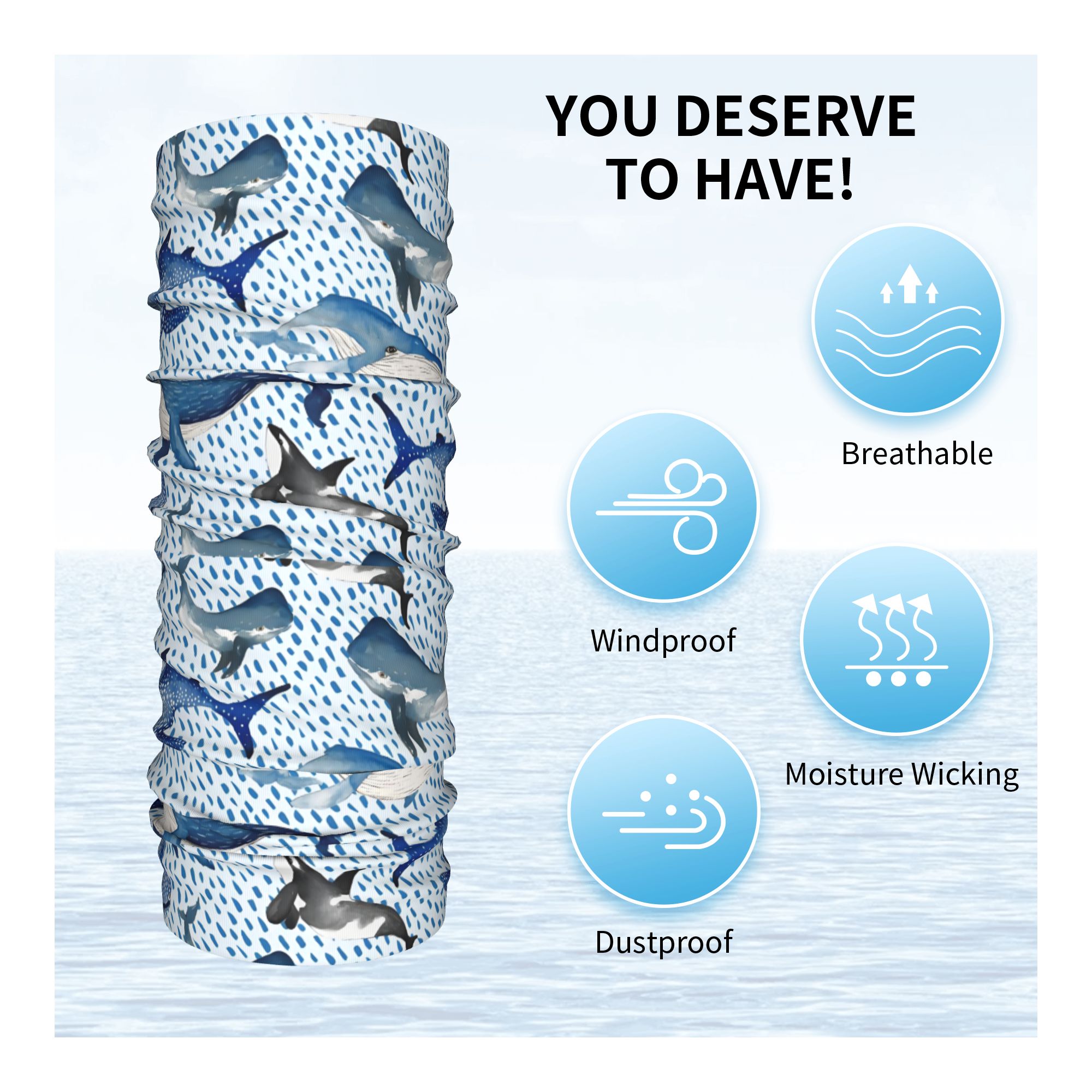 Custom Blue Watercolour Shark  – Neck Warmer Tube recenzja i cena