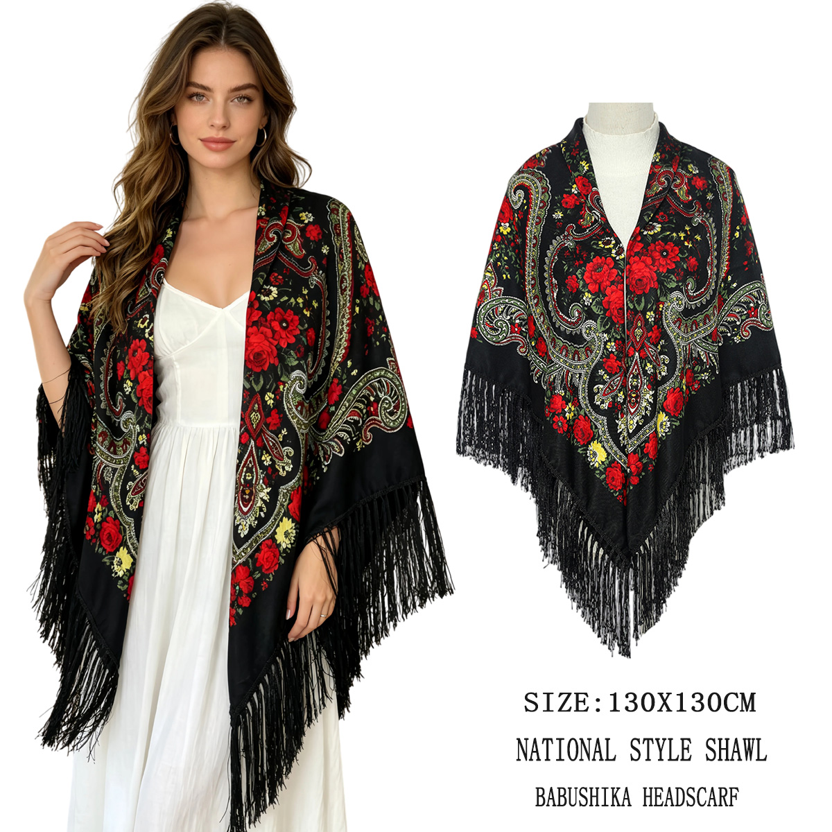 130cm New Russian Square Scarf – Woven Scarf Blanket recenzja i cena