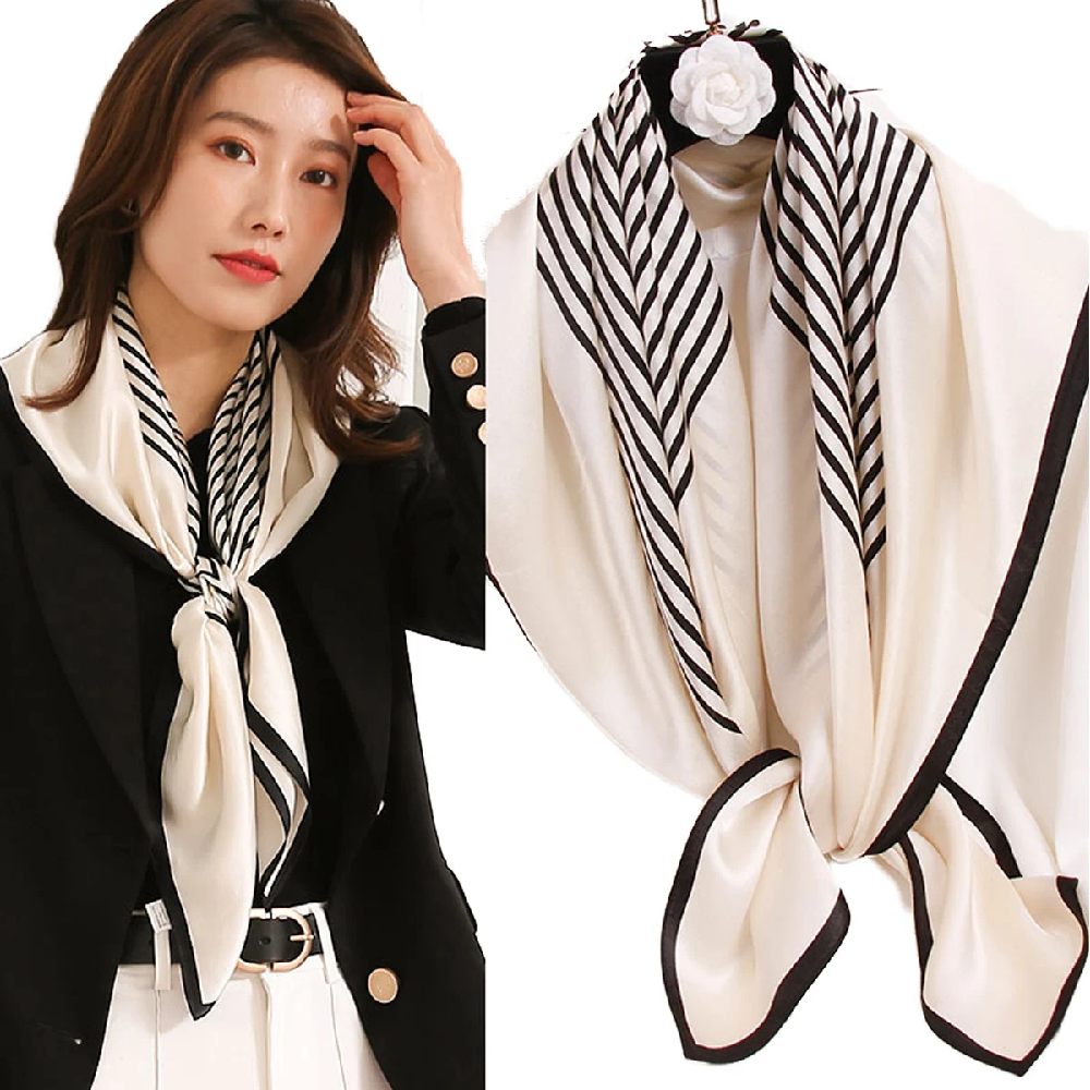 Vintage 100% Silk Scarf Women  – Silk Tie Striped recenzja i cena