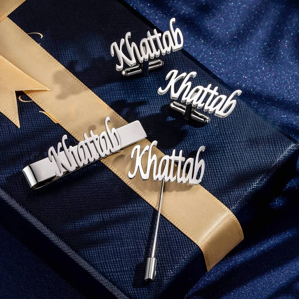 Personalized Cufflinks/Lapel P – Tie Bar Set Gift recenzja i cena