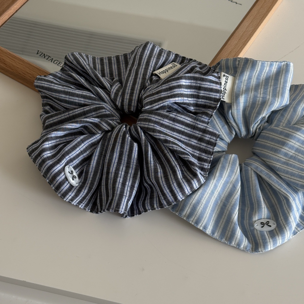 Blue Solid Color Silk Hair Ban – Silk Tie Striped recenzja i cena