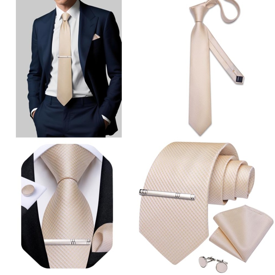 Plaid Ties for Men Silk Checke – Pocket Square Set recenzja i cena