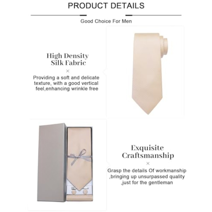 Plaid Ties for Men Silk Checke – Pocket Square Set recenzja i cena