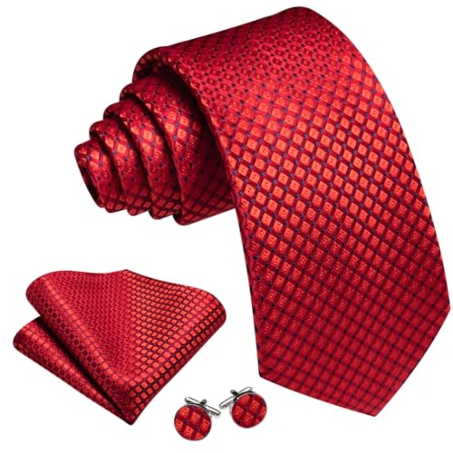 Men Plaid/Striped Ties Set Sil – Pocket Square Set recenzja i cena