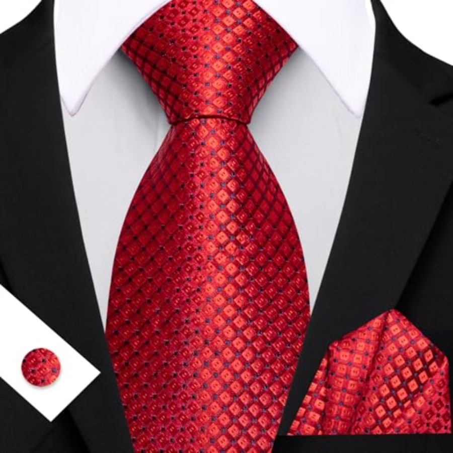 Men Plaid/Striped Ties Set Sil – Pocket Square Set recenzja i cena