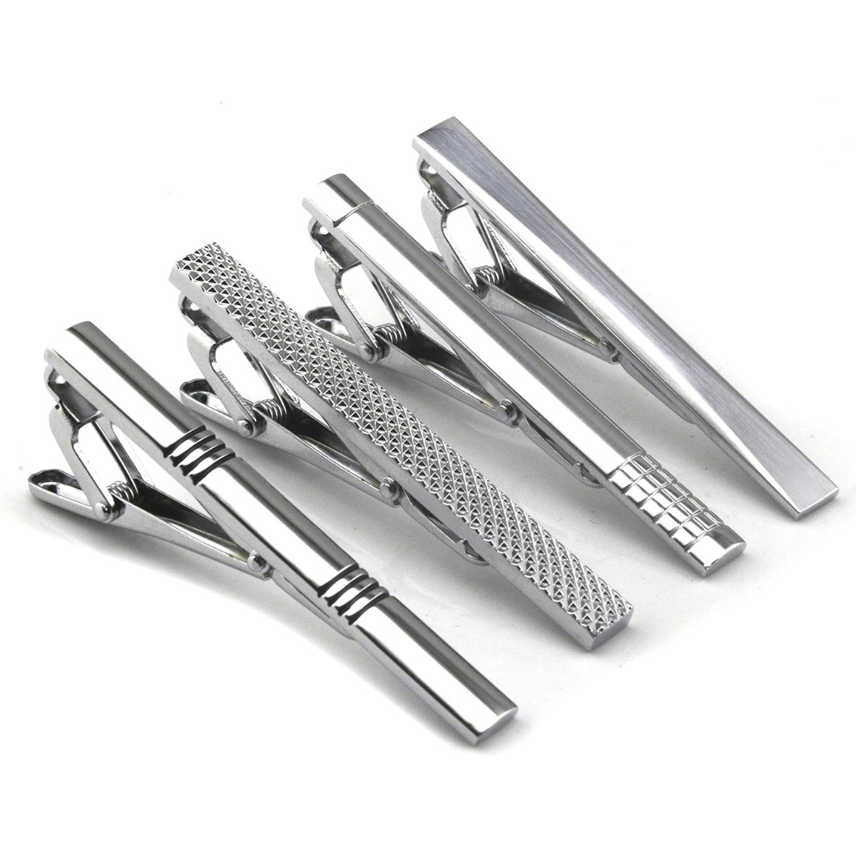 Set of 4 Silver Metal Necktie  – Tie Clip Silver recenzja i cena