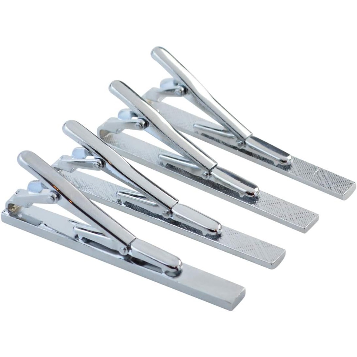 Set of 4 Silver Metal Necktie  – Tie Clip Silver recenzja i cena