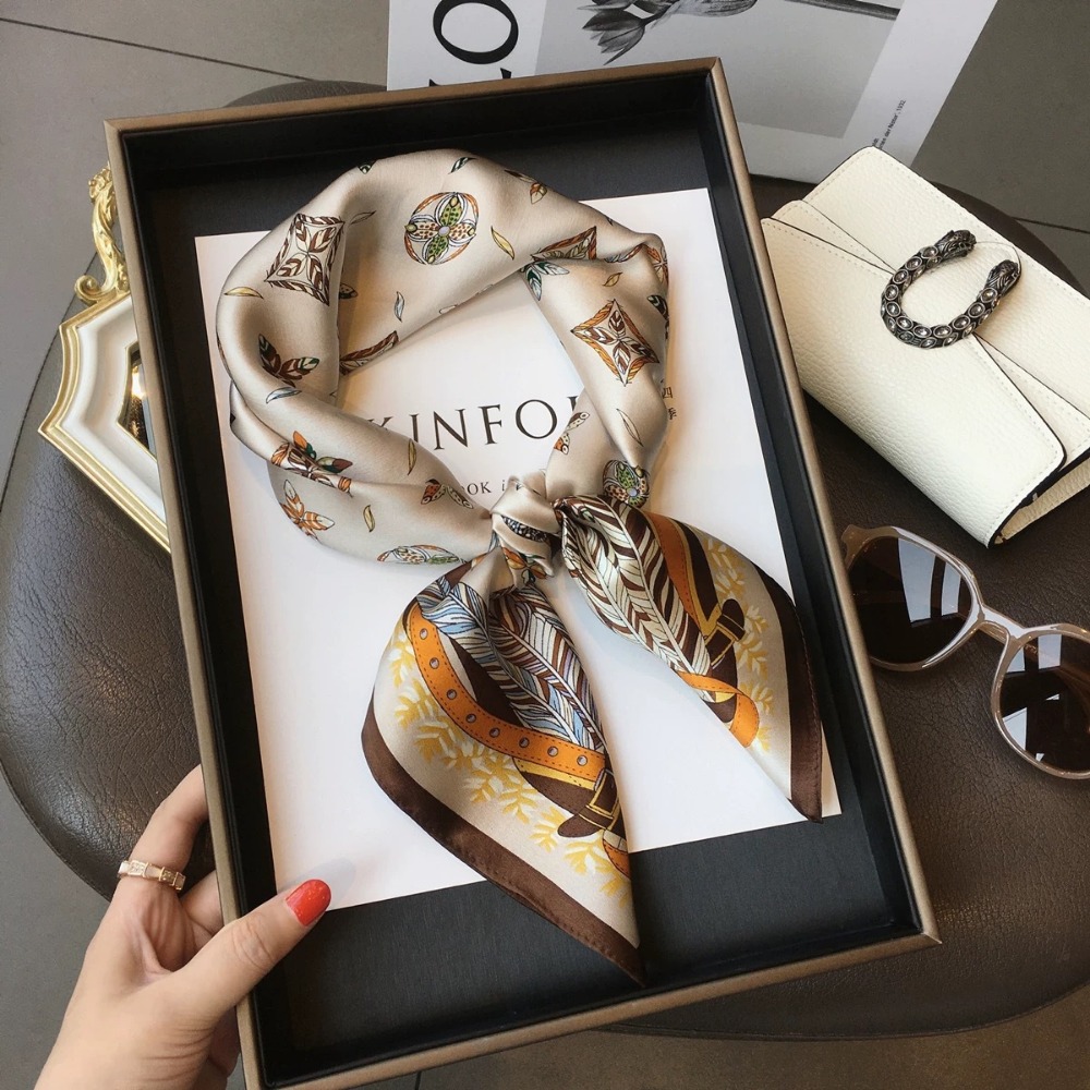 Fashion Satin Square Scarf for – Ascot Neck Scarf recenzja i cena