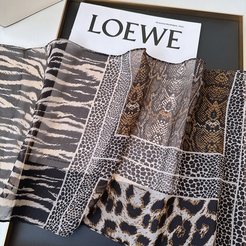 Leopard Small Long Silk Scarf  – Silk Tie Striped recenzja i cena