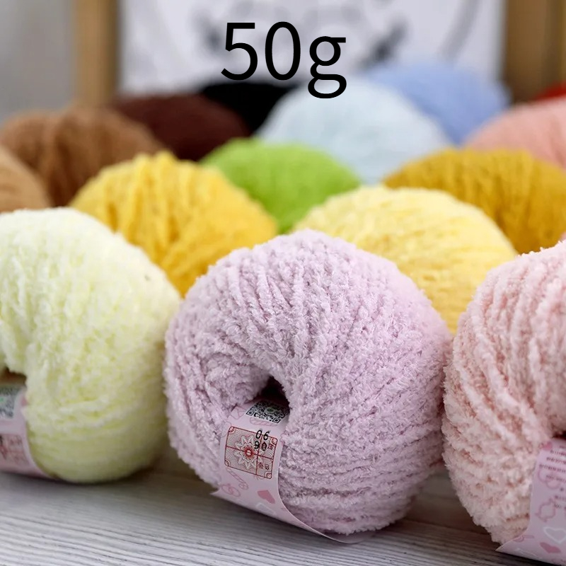 50g Short Plush Yarn 70m, DIY  – Woven Scarf Blanket recenzja i cena