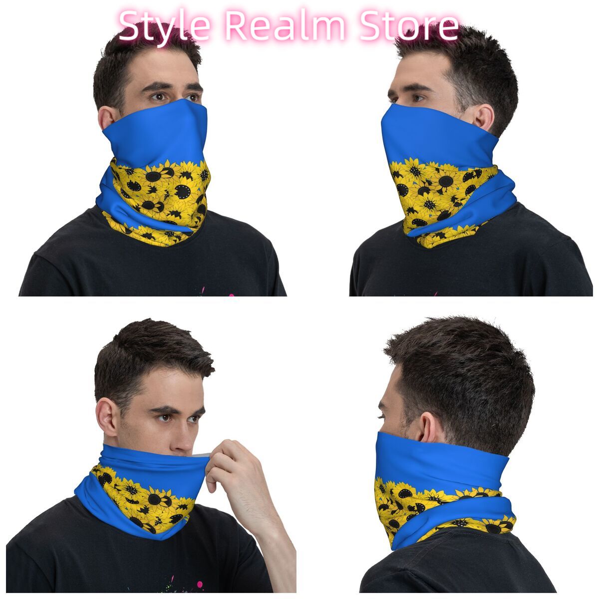 Blue Sunflower Printed Winter  – Neck Warmer Tube recenzja i cena