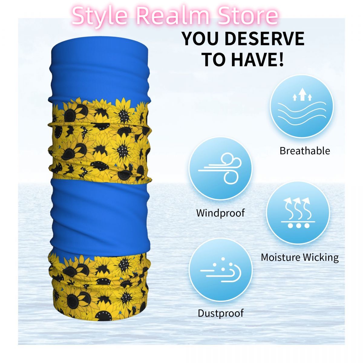 Blue Sunflower Printed Winter  – Neck Warmer Tube recenzja i cena