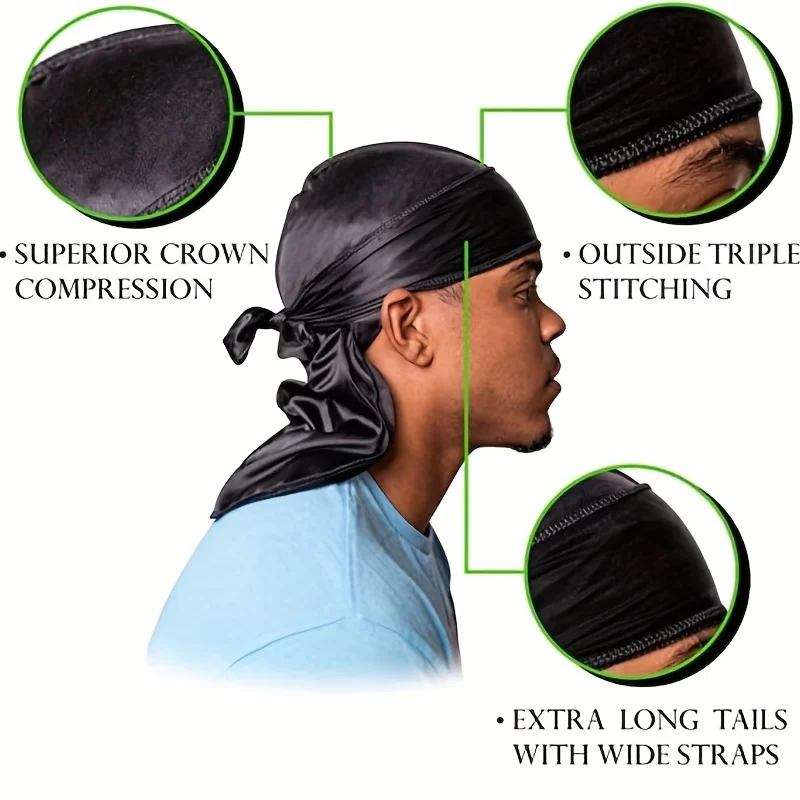 Men's Silk Durag Bonnet Bandan – Bandana Doo Rag recenzja i cena