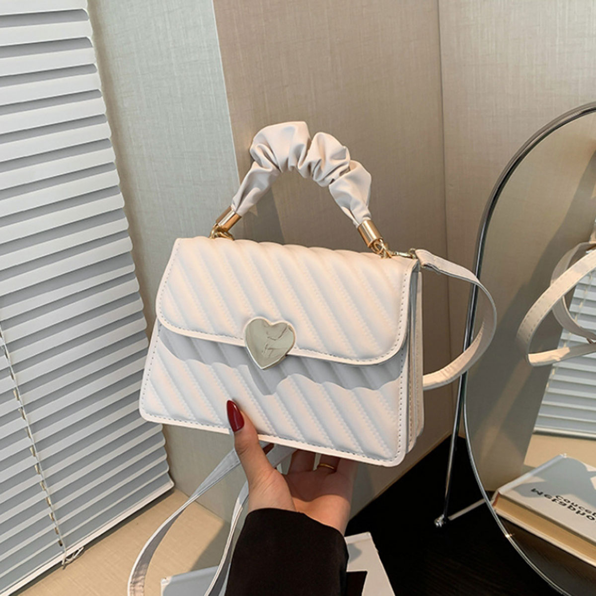 White fashion women's bag simp – Pocket Square Set recenzja i cena