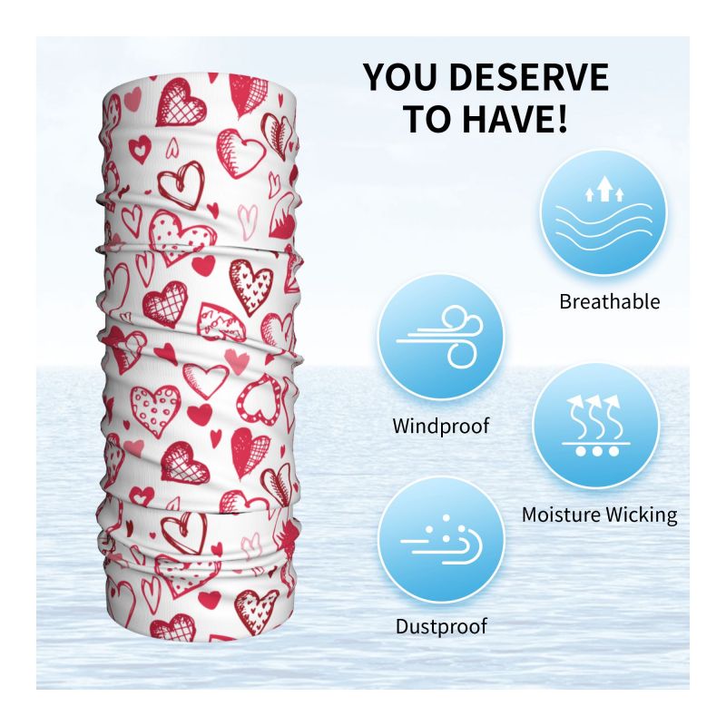 Pink Red Love Hearts Bandana N – Neck Warmer Tube recenzja i cena