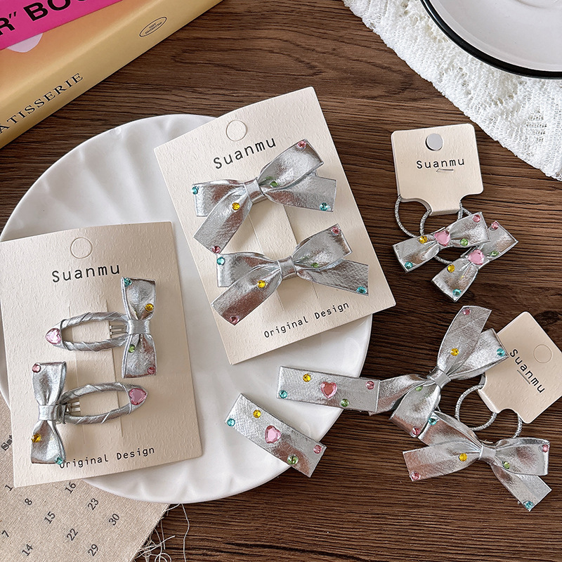 2pcs Diamond Bow Children's Ha – Tie Clip Silver recenzja i cena
