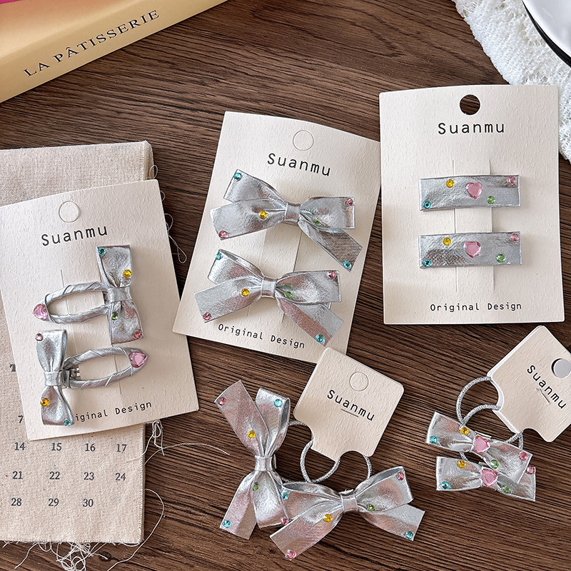 2pcs Diamond Bow Children's Ha – Tie Clip Silver recenzja i cena