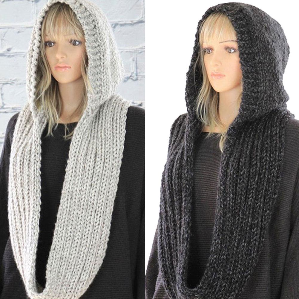 Knitted Hooded Scarf Winter Wo – Infinity Scarf Knit recenzja i cena
