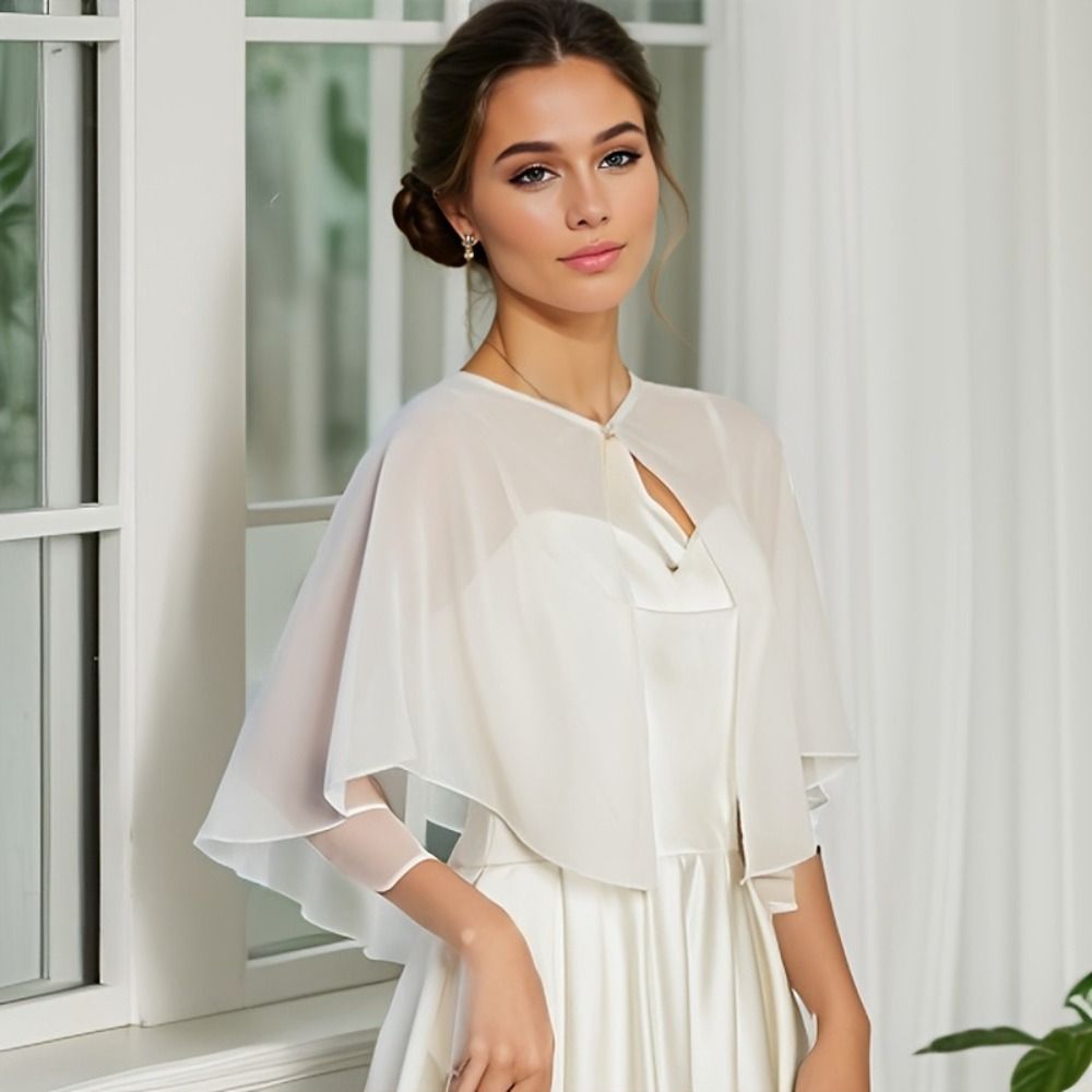 Vintage Sheer Chiffon Capelet  – Stole Wedding Shawl recenzja i cena